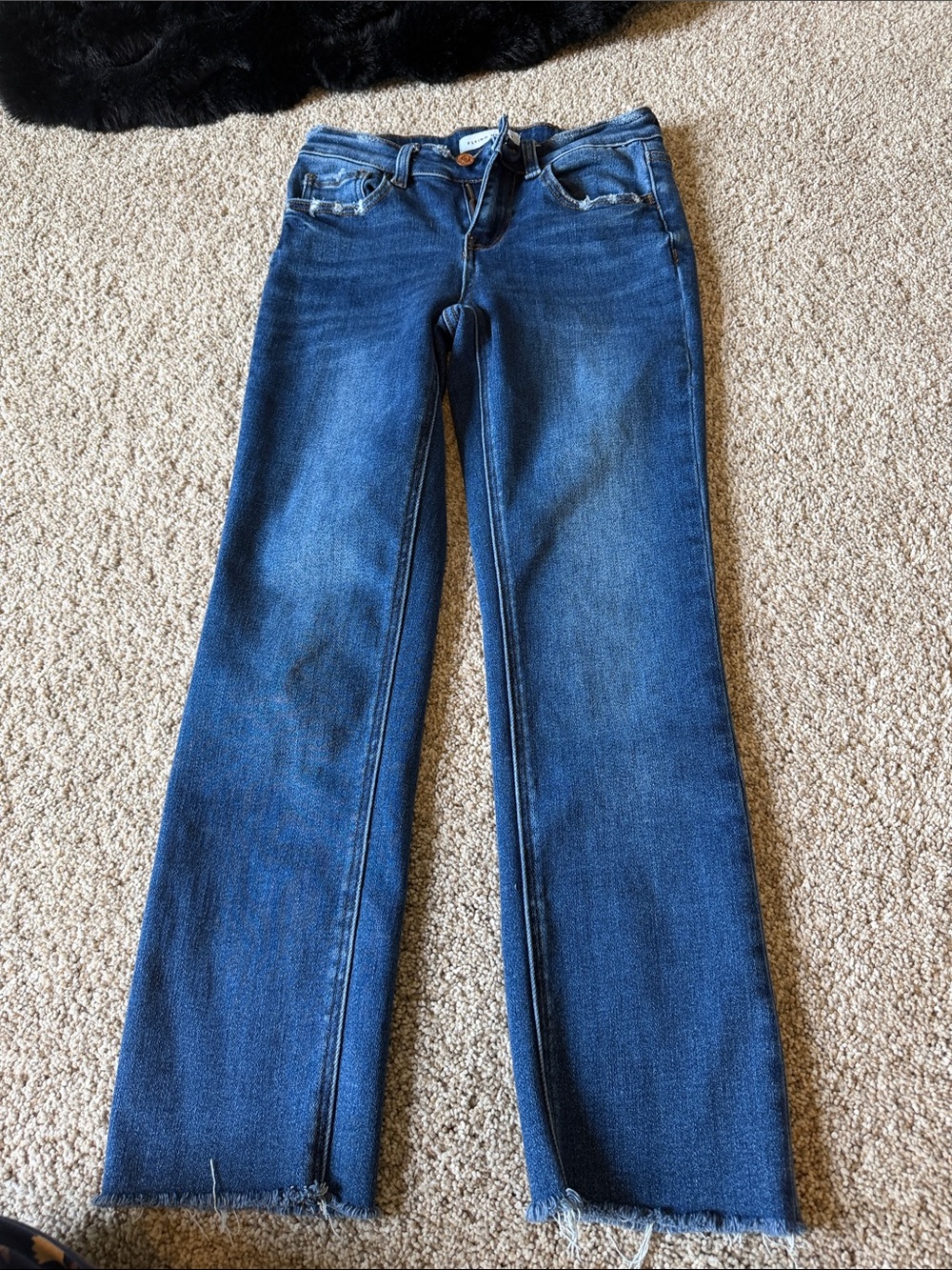 Flying Monkey Women's Dark Blue Straight-Leg Jeans with Raw Hem